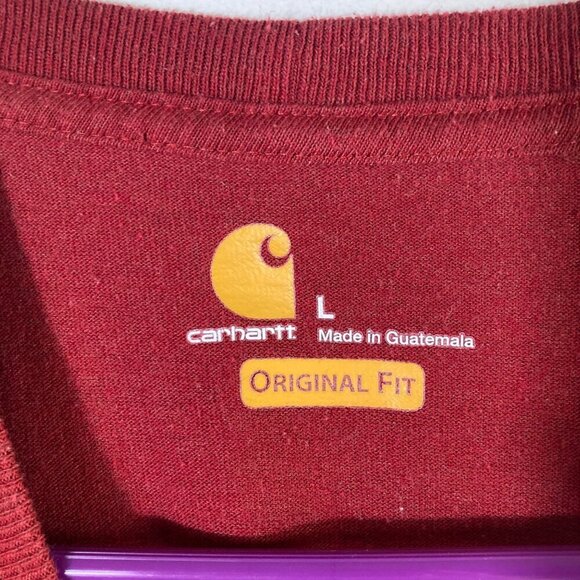 Mens Carhartt Original Fit Tee Shirt Short Sleeve Crimson Red L K195637 - Picture 5 of 7